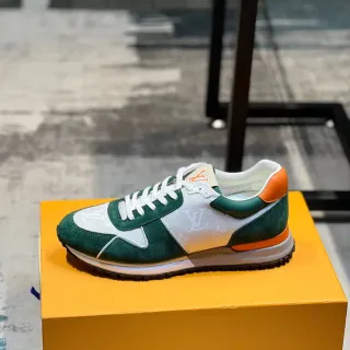 Louis Vuitton LV Trainer Green Orange Monogram Mesh Suede Overlays Lifestyle Sneakers