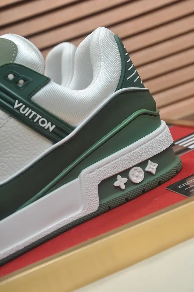 Louis Vuitton LV Trainer Green White Layered Midsole Monogram Side Patch Lifestyle Sneakers 2
