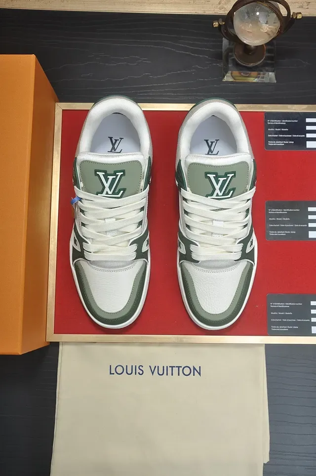 Louis Vuitton LV Trainer Green White Layered Midsole Monogram Side Patch Lifestyle Sneakers 5