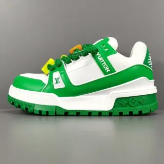 Louis Vuitton LV Trainer الأخضر الأبيض कعب المنصة طبقة جلد شبكي العلوي حذاء سميك