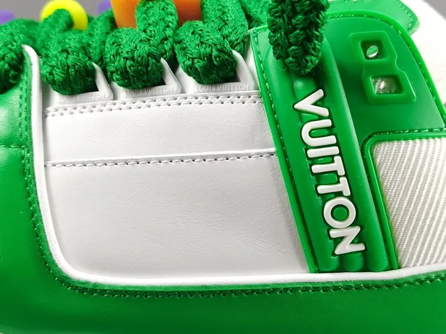 Louis Vuitton LV Trainer Green White Platform Sole Layered Leather-Mesh Upper Chunky Sneakers 8
