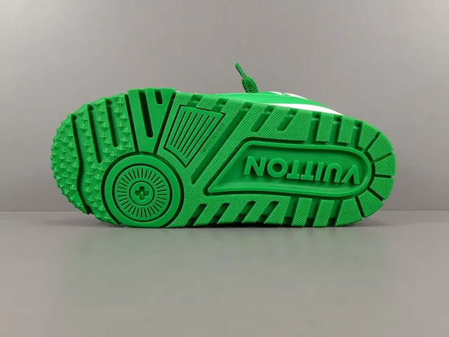Louis Vuitton LV Trainer Green White Platform Sole Layered Leather-Mesh Upper Chunky Sneakers 13