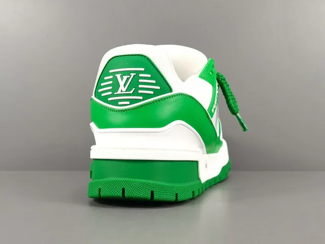 Louis Vuitton LV Trainer Green White Platform Sole Layered Leather-Mesh Upper Chunky Sneakers 18