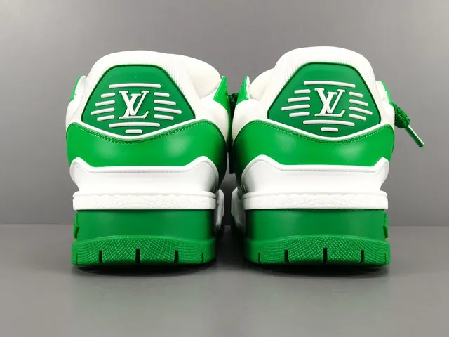 Louis Vuitton LV Trainer Green White Platform Sole Layered Leather-Mesh Upper Chunky Sneakers 16