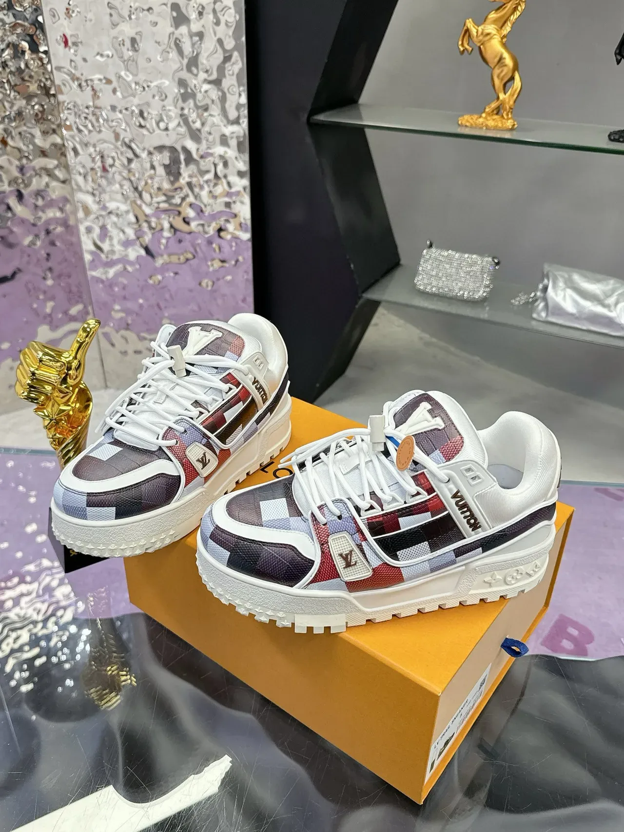 Louis Vuitton LV Trainer Multicolor White Patchwork Chunky Sole Lifestyle Sneakers 4