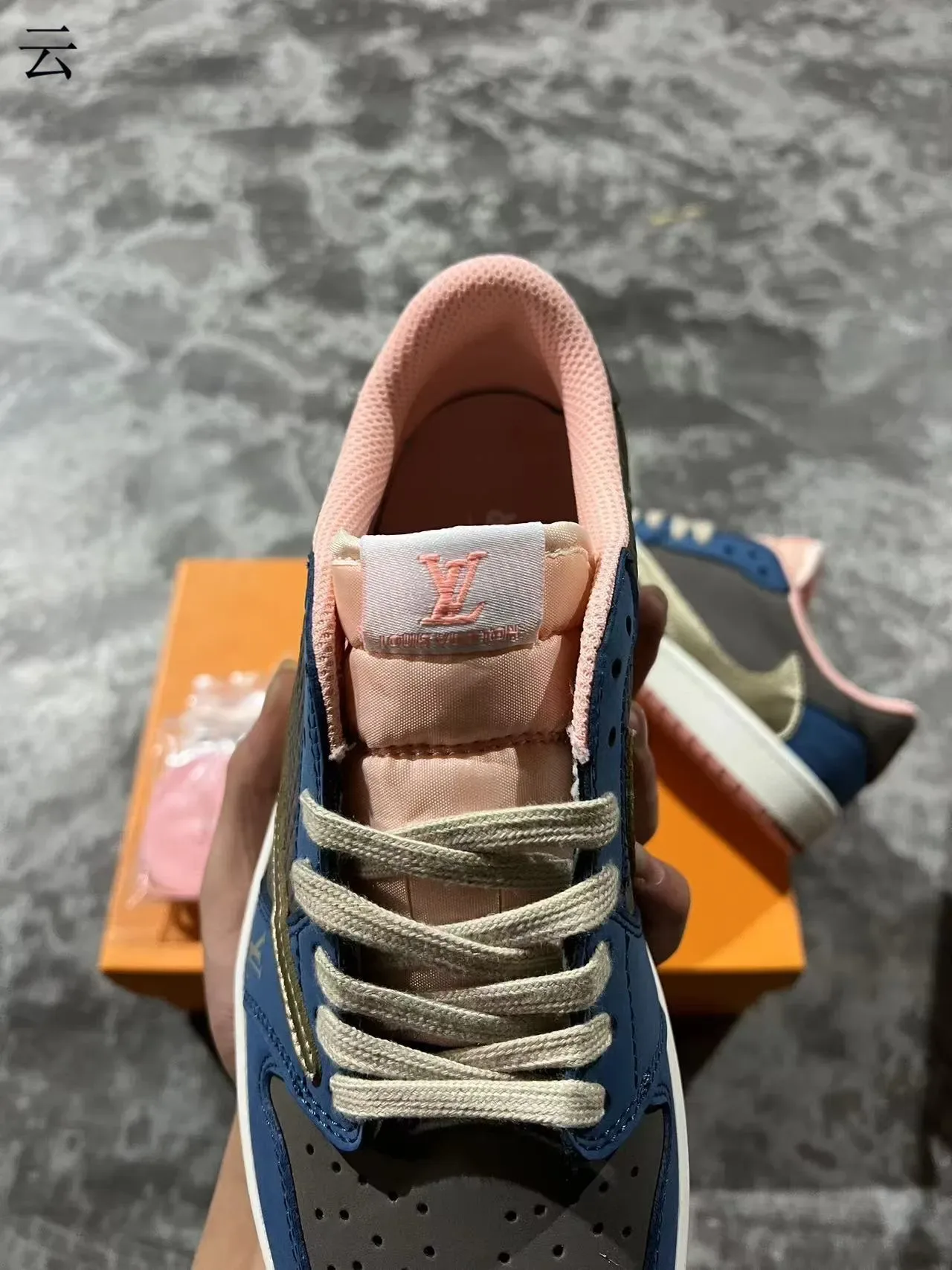 Louis Vuitton LV Trainer Navy Gold Layered Leather And Textured Upper Lifestyle Sneakers 4