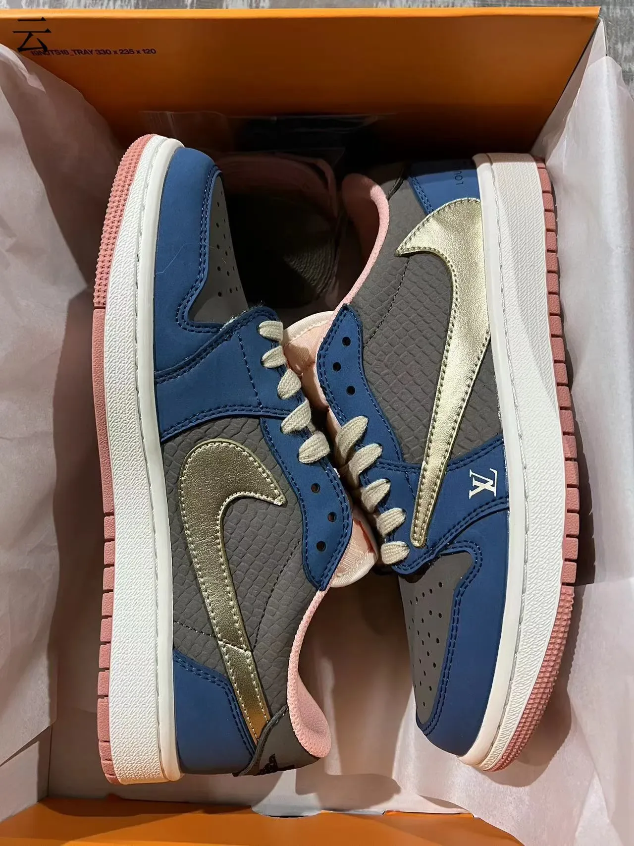 Louis Vuitton LV Trainer Navy Gold Layered Leather And Textured Upper Lifestyle Sneakers 9