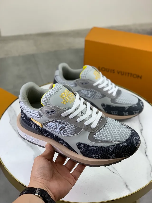 Louis Vuitton LV Trainer Navy Gray Monogram Denim Mesh Overlay Lifestyle Sneakers 5