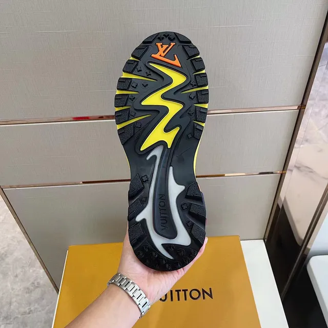 Louis Vuitton LV Trainer Orange White Multi-Layered Upper Flame-Inspired Overlay Pattern Chunky Sneakers 3