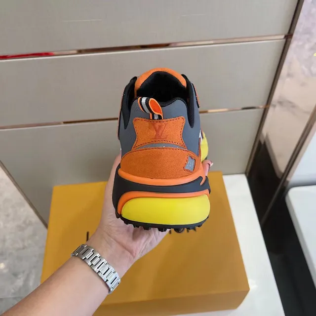 Louis Vuitton LV Trainer Orange White Multi-Layered Upper Flame-Inspired Overlay Pattern Chunky Sneakers 6
