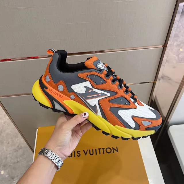 Louis Vuitton LV Trainer Orange White Multi-Layered Upper Flame-Inspired Overlay Pattern Chunky Sneakers 7