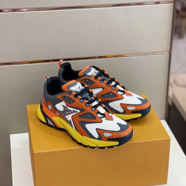 Louis Vuitton LV Trainer Orange White Multi-Layered Upper Flame-Inspired Overlay Pattern Chunky Sneakers 8