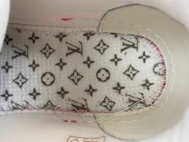 Louis Vuitton LV Trainer Pink White Chunky Platform Sole Denim-Textured Upper Lifestyle Sneakers 8