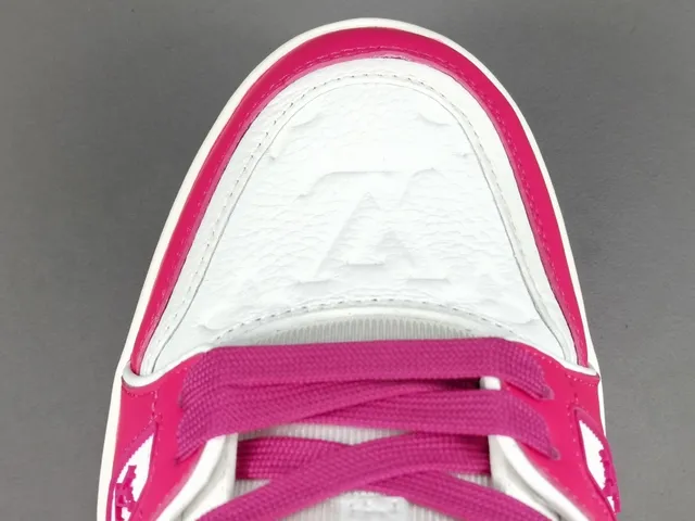 Louis Vuitton LV Trainer Pink White Layered Leather Asymmetrical Strap Lifestyle Sneakers 2