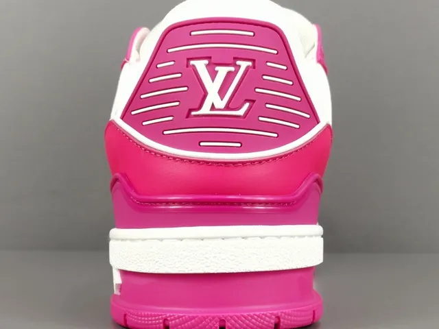 Louis Vuitton LV Trainer Pink White Layered Leather Asymmetrical Strap Lifestyle Sneakers 10