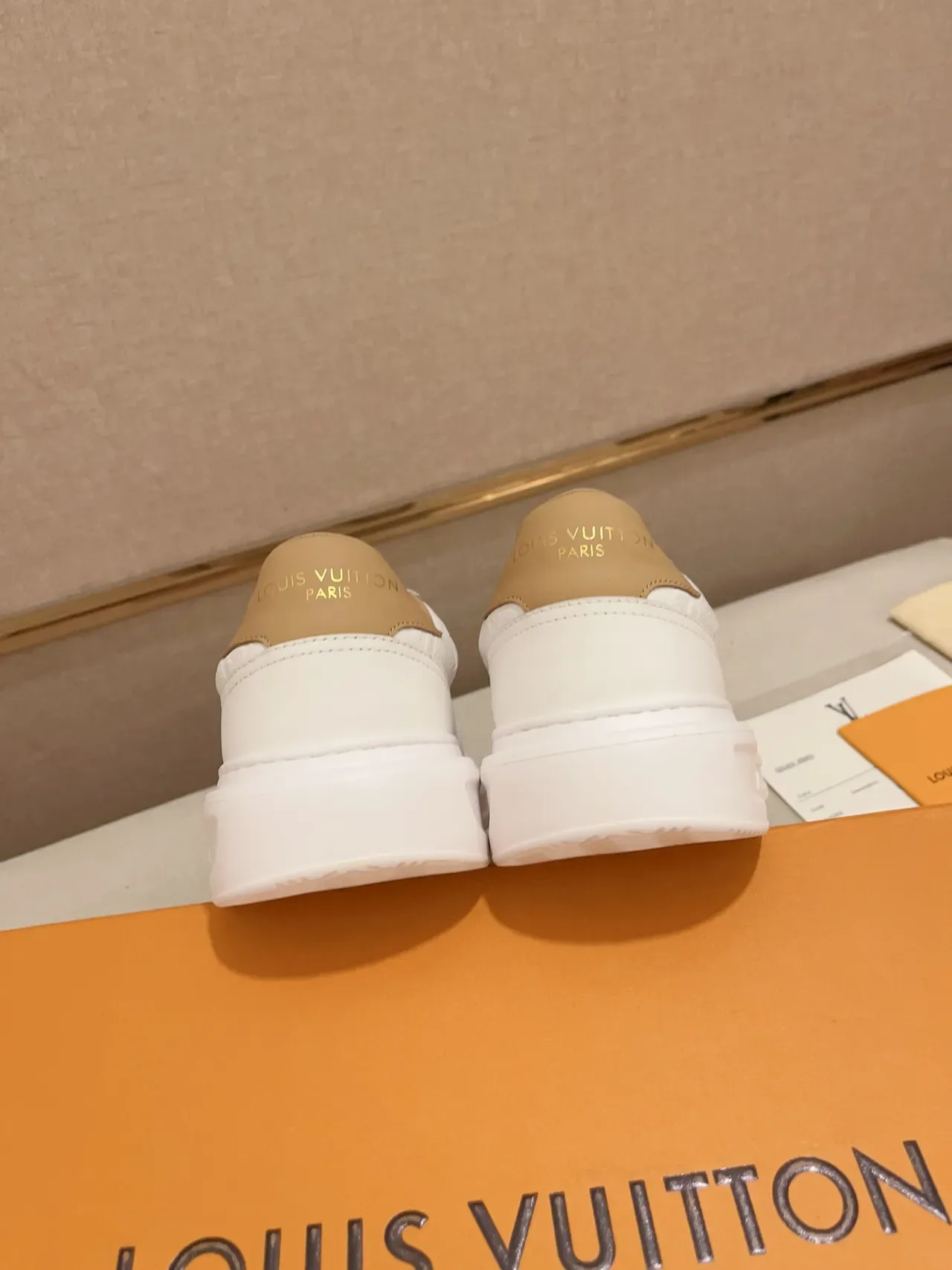 Louis Vuitton LV Trainer White Beige Monogram Leather Platform Sole Lifestyle Sneakers 3