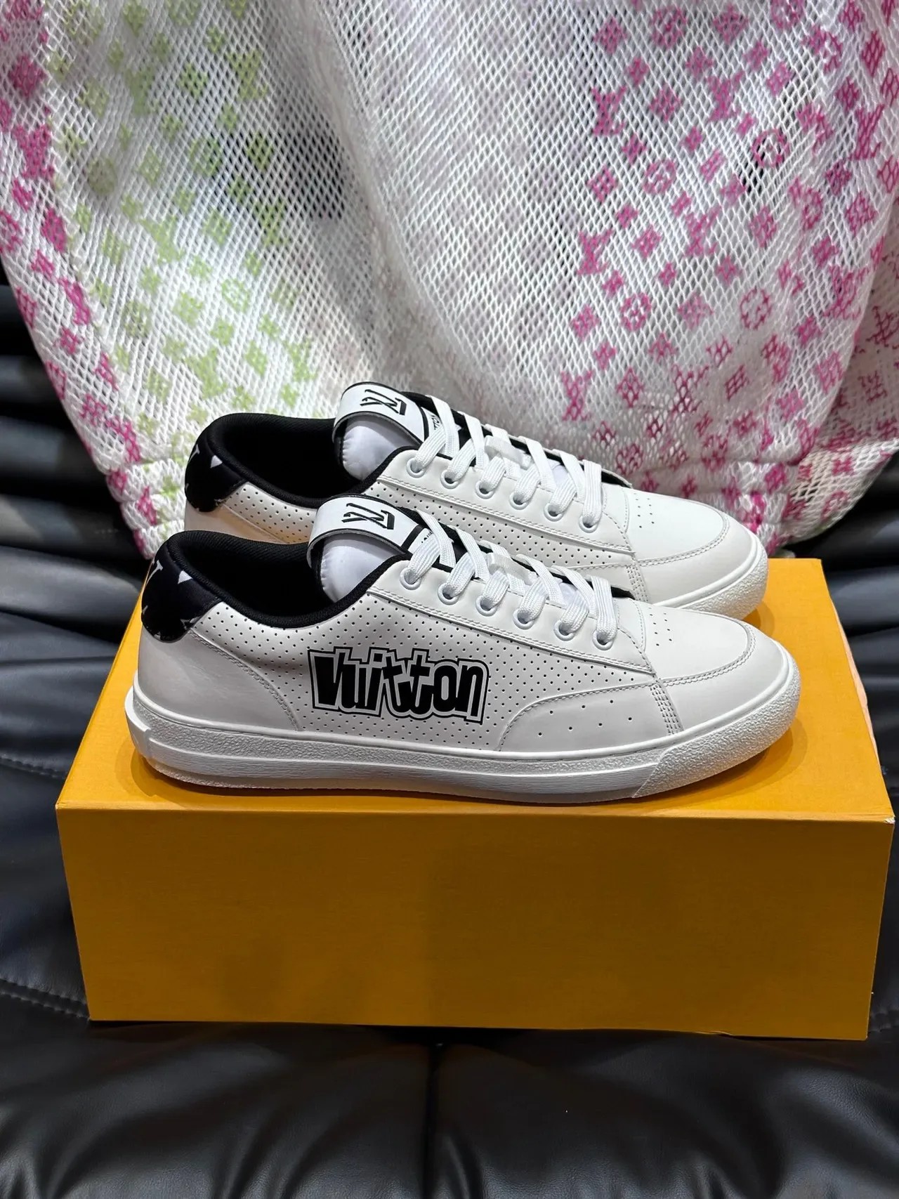 Louis Vuitton LV Trainer White Black Perforated Leather Low-Top Lifestyle Sneakers 3