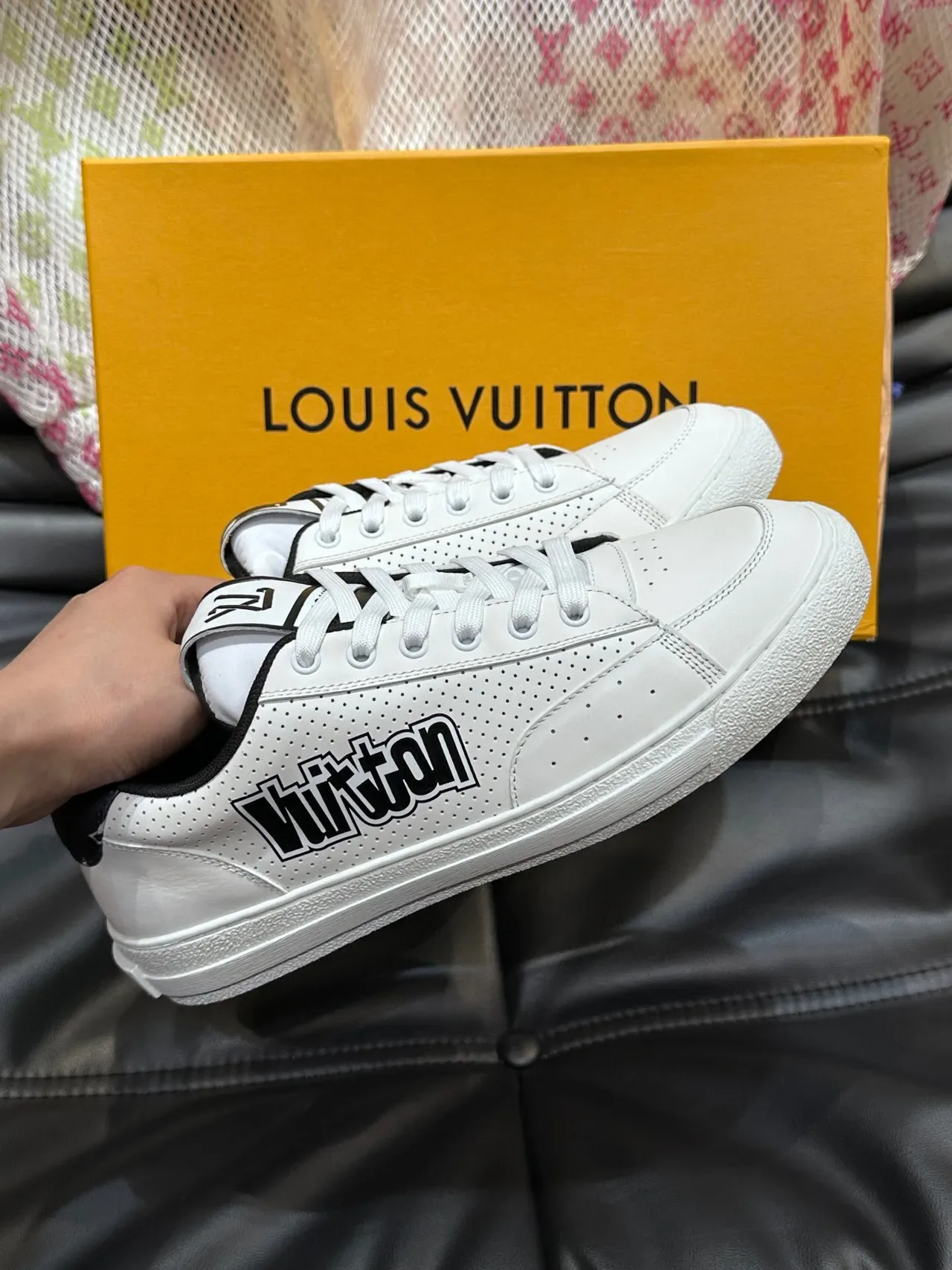 Louis Vuitton LV Trainer White Black Perforated Leather Low-Top Lifestyle Sneakers 5