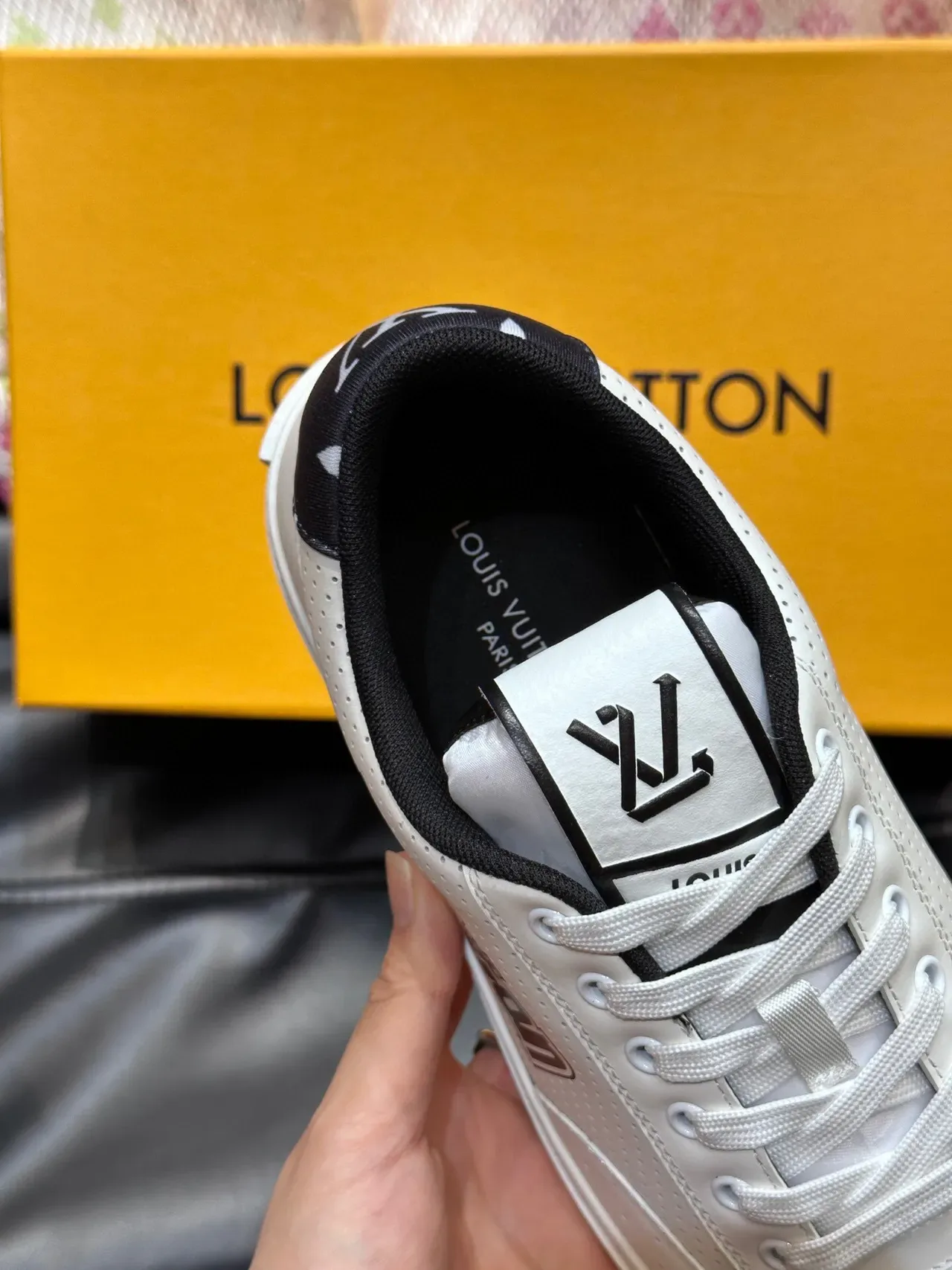 Louis Vuitton LV Trainer White Black Perforated Leather Low-Top Lifestyle Sneakers 6