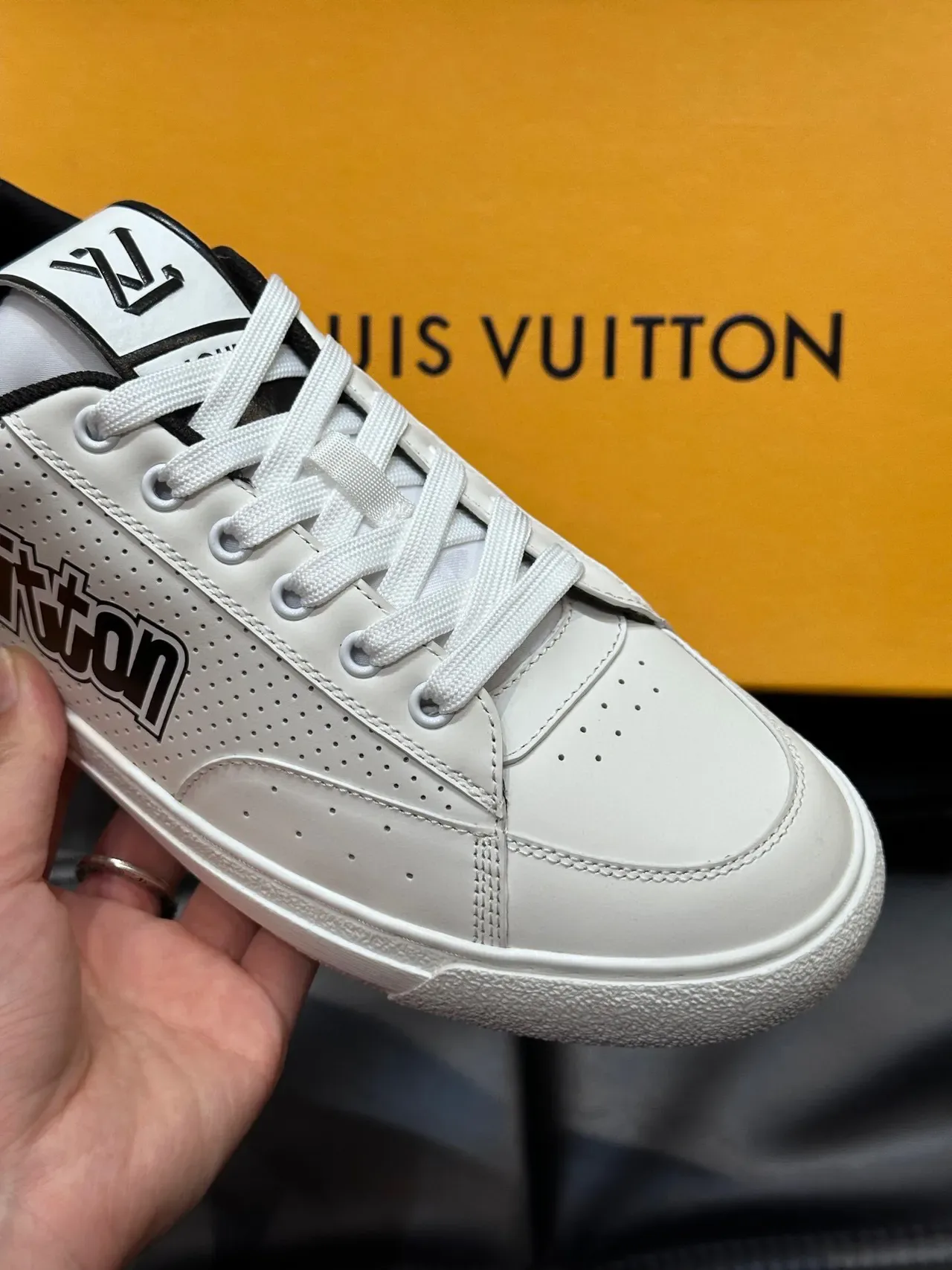 Louis Vuitton LV Trainer White Black Perforated Leather Low-Top Lifestyle Sneakers 8