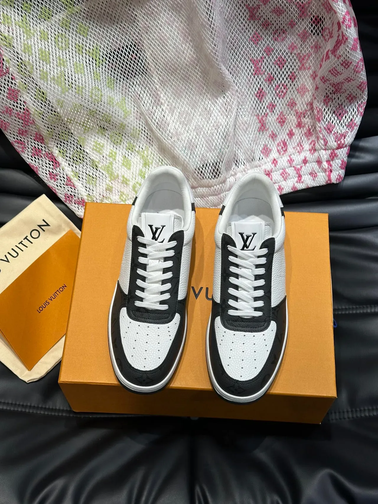 Louis Vuitton LV Trainer White Black Perforated Leather Monogram-Printed Panels Lifestyle Sneakers 2