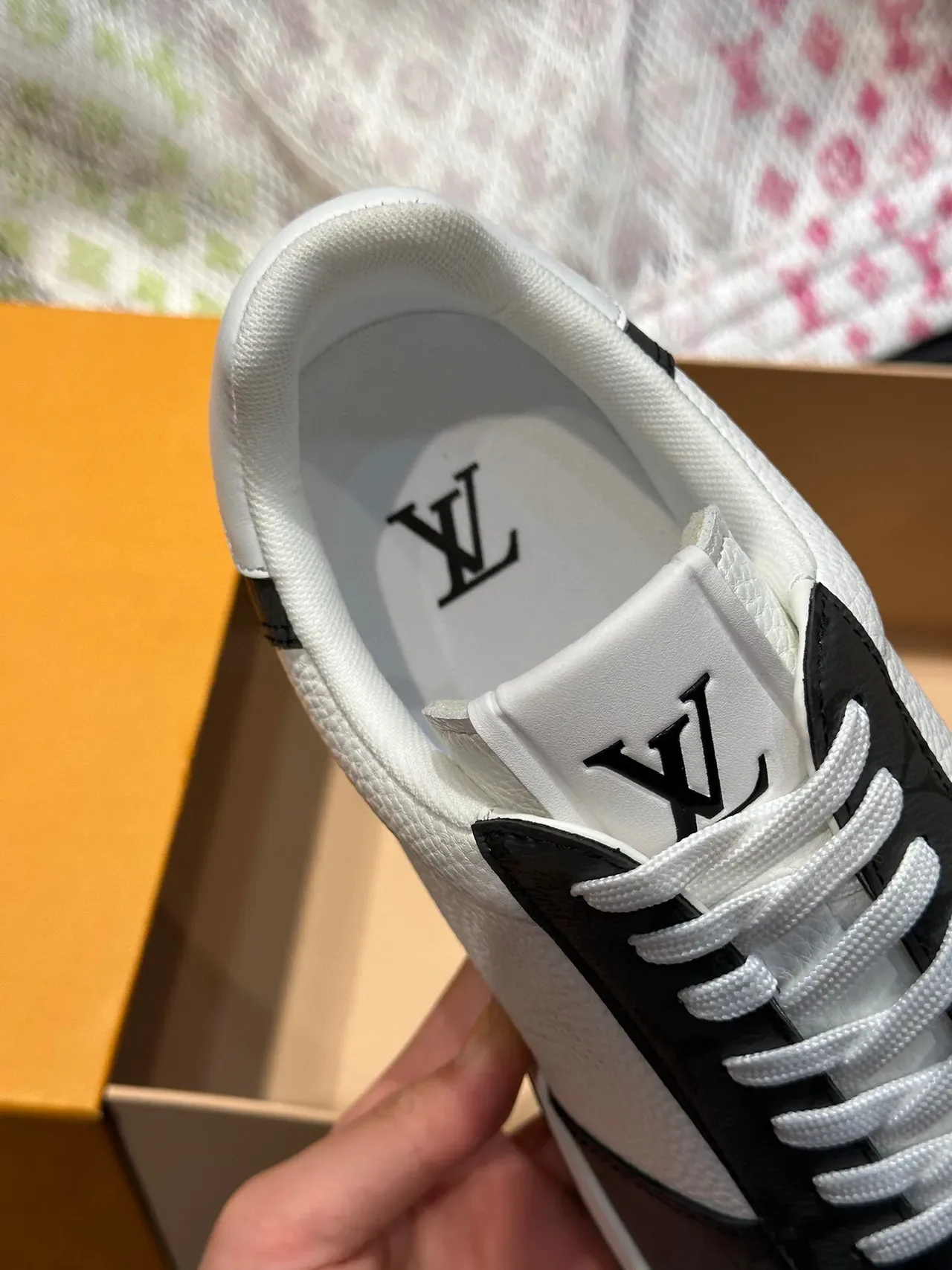 Louis Vuitton LV Trainer White Black Perforated Leather Monogram-Printed Panels Lifestyle Sneakers 6