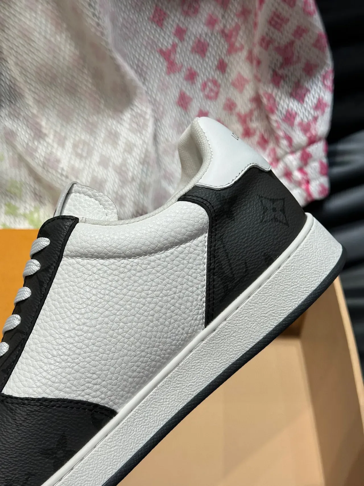 Louis Vuitton LV Trainer White Black Perforated Leather Monogram-Printed Panels Lifestyle Sneakers 8