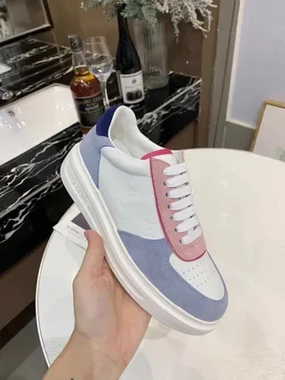 Louis Vuitton LV Trainer White Blue Color-Blocked Monogram-Embossed Leather Lifestyle Sneakers 2