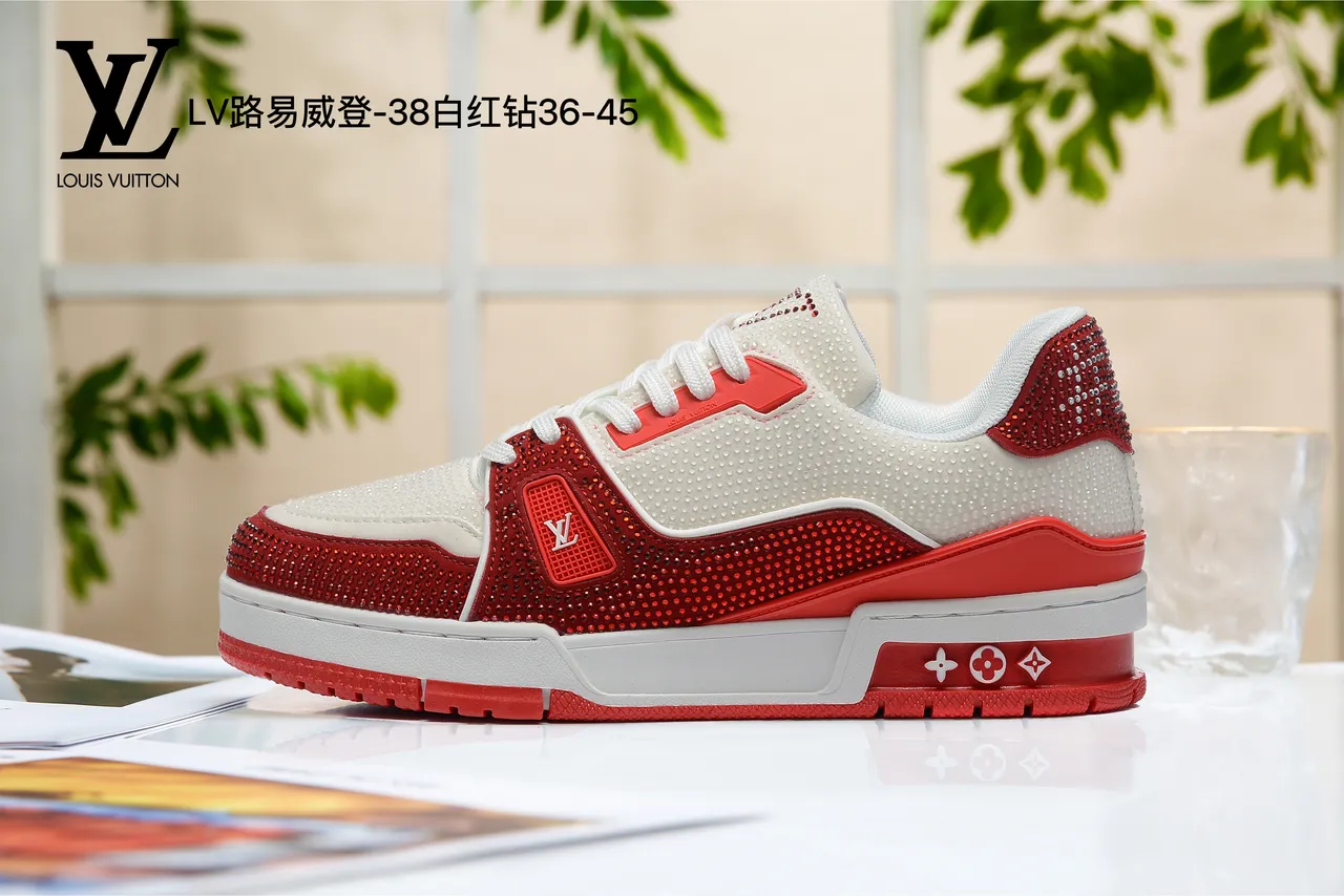 Louis Vuitton LV Trainer White Blue Crystal-Embellished Mesh Upper Lifestyle Sneakers 2