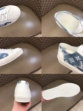 Louis Vuitton LV Trainer White Blue Denim Monogram Panel Leather Accents Lifestyle Sneakers 5