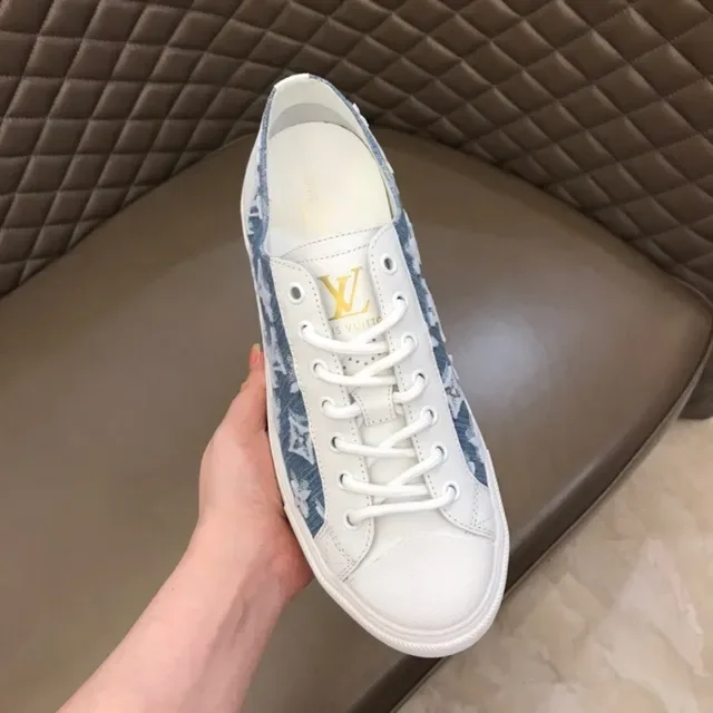 Louis Vuitton LV Trainer White Blue Denim Monogram Panel Leather Accents Lifestyle Sneakers 6