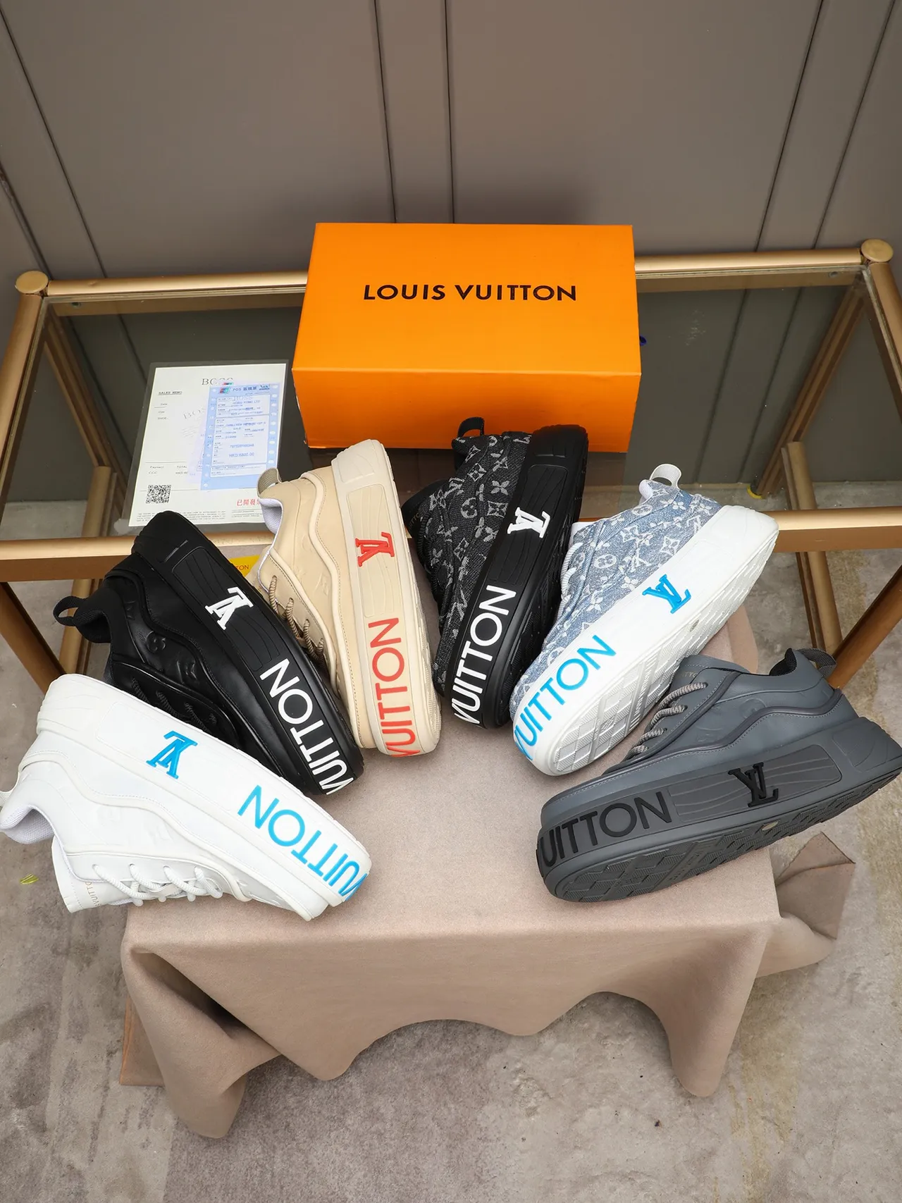 Louis Vuitton LV Trainer White Blue Leather Upper Embossed Monogram Lifestyle Sneakers 2