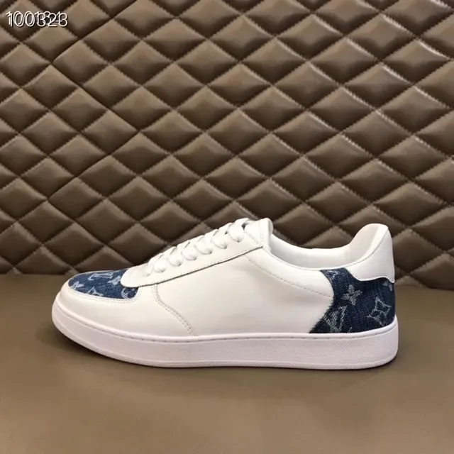 Louis Vuitton LV Trainer White Blue Low-Top Leather And Denim Panel Construction Lifestyle Sneakers 9