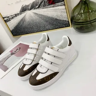Louis Vuitton LV Trainer sneakers lifestyle de cuero blanco y marrón con monograma canvas