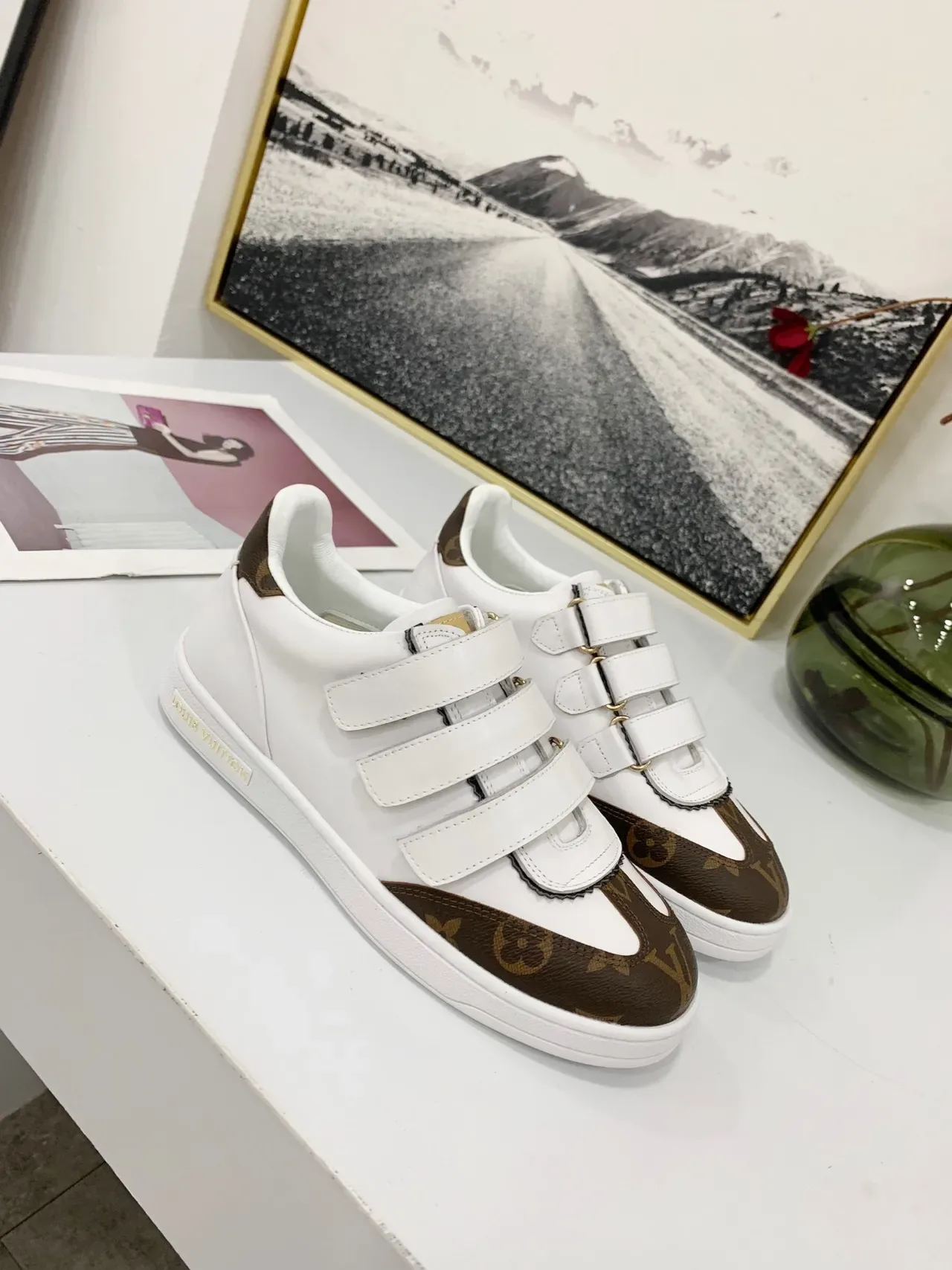 Louis Vuitton LV Trainer White Brown Leather Monogram Canvas Lifestyle Sneakers 4