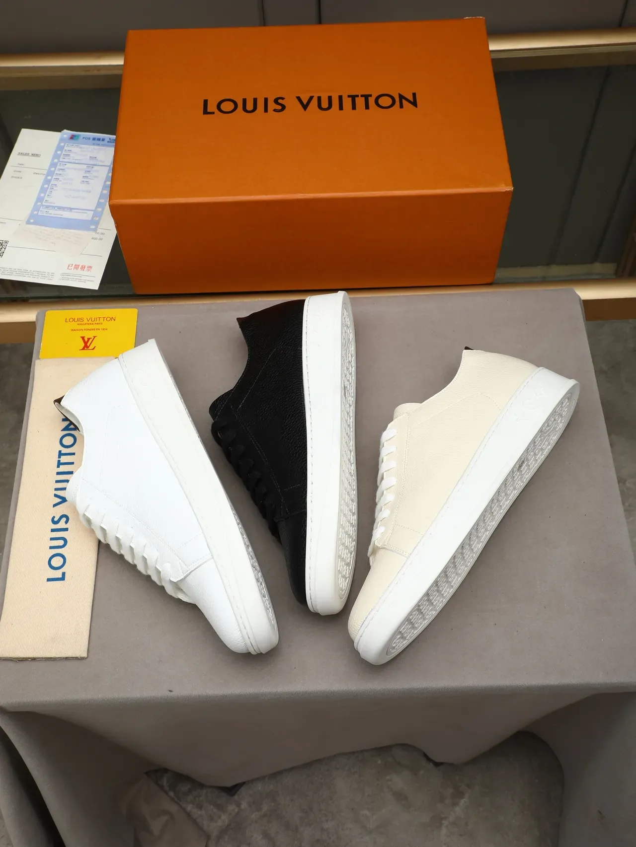 Louis Vuitton LV Trainer White Brown Pebbled Leather Embossed Monogram Sole Lifestyle Sneakers 2