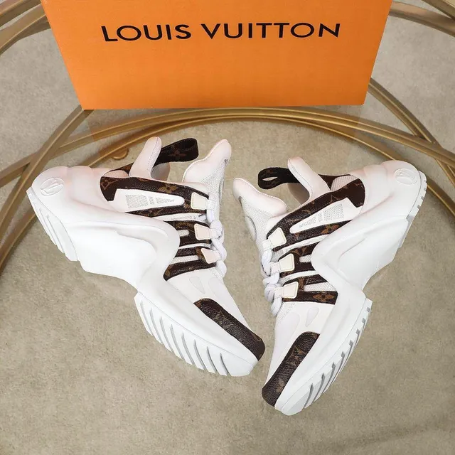 Louis Vuitton LV Trainer White Brown Sole Monogram Leather Straps Chunky Sneakers 3