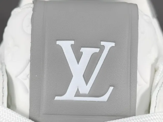 Louis Vuitton LV Trainer White Gray Layered Monogram Leather Perforated Toe Lifestyle Sneakers 4