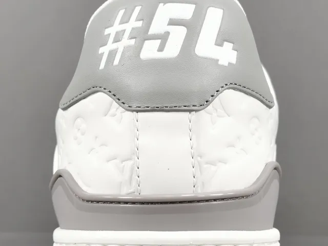 Louis Vuitton LV Trainer White Gray Layered Monogram Leather Perforated Toe Lifestyle Sneakers 6