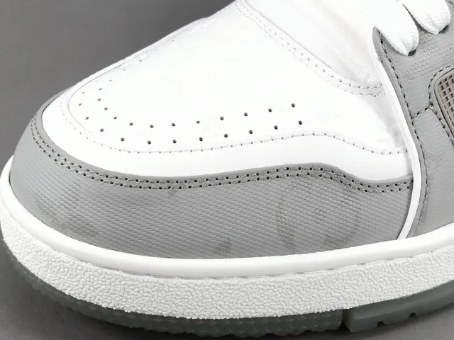 Louis Vuitton LV Trainer White Gray Layered Monogram Leather Perforated Toe Lifestyle Sneakers 9