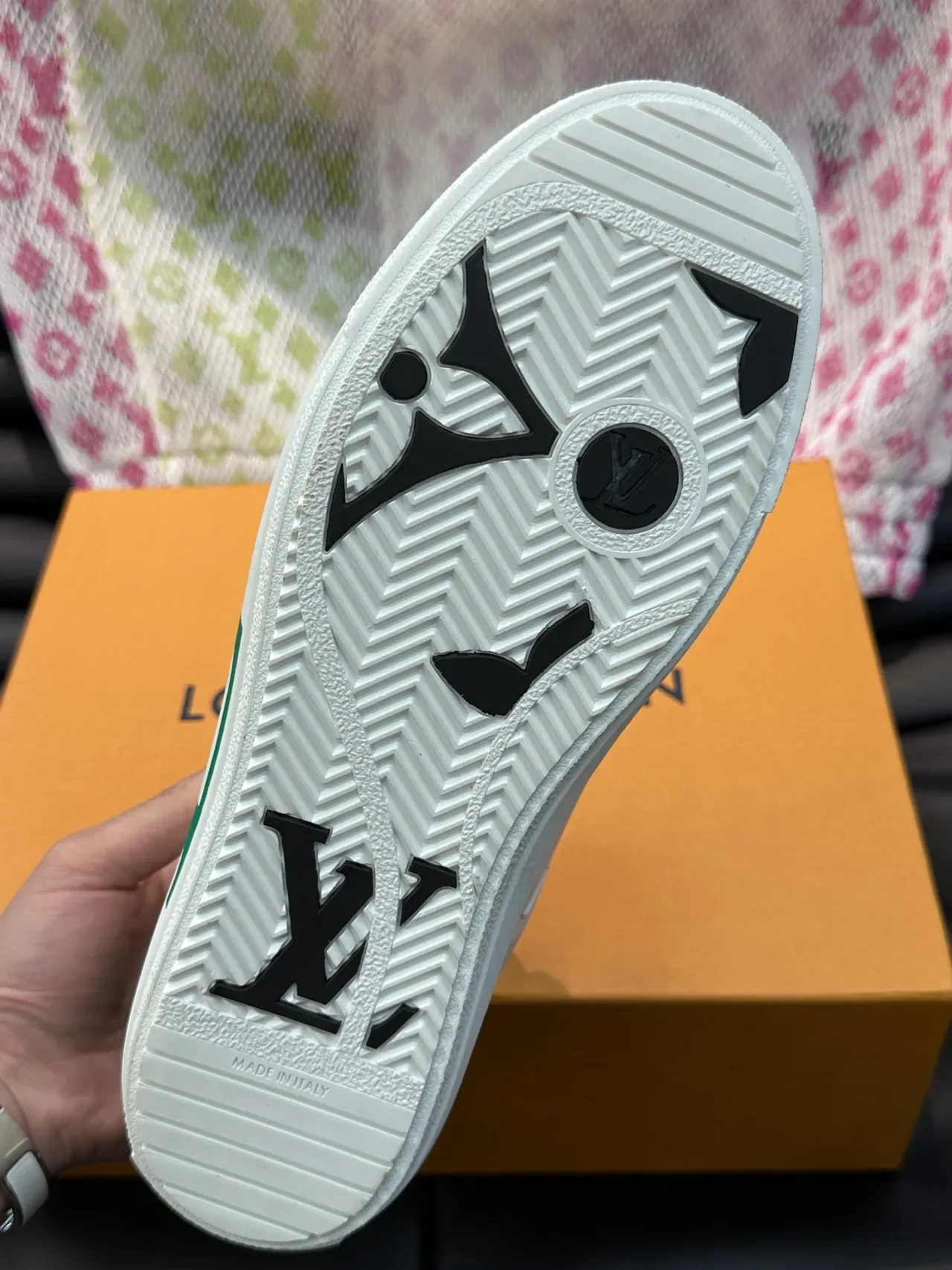 Louis Vuitton LV Trainer White Green Low-Top Leather-and-Synthetic Upper Lifestyle Sneakers 2