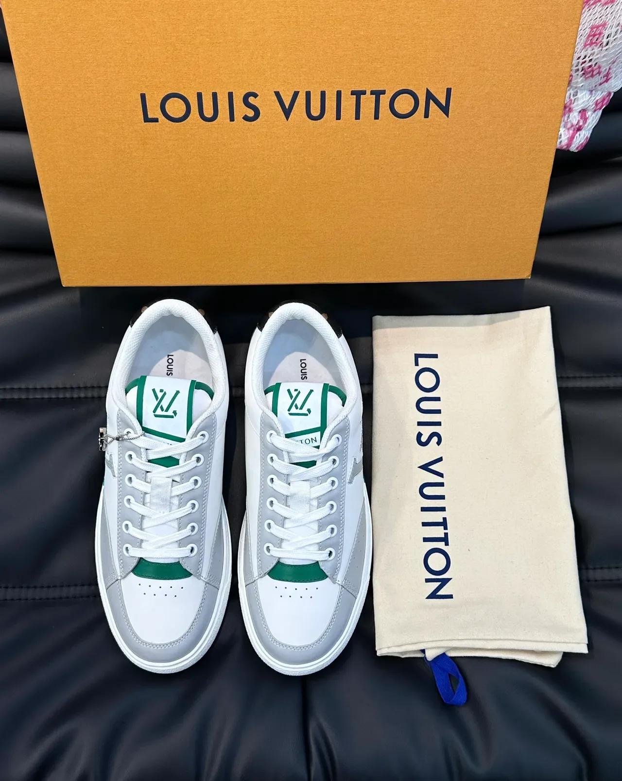 Louis Vuitton LV Trainer White Green Low-Top Leather-and-Synthetic Upper Lifestyle Sneakers 4