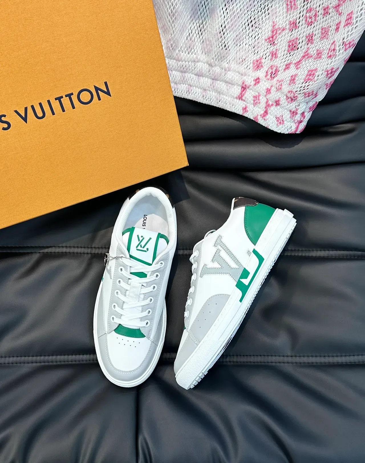 Louis Vuitton LV Trainer White Green Low-Top Leather-and-Synthetic Upper Lifestyle Sneakers 5