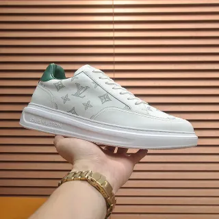 Louis Vuitton LV Trainer Blancos Verdes Monogram-Printed Cuero Low-Top Lifestyle Sneakers