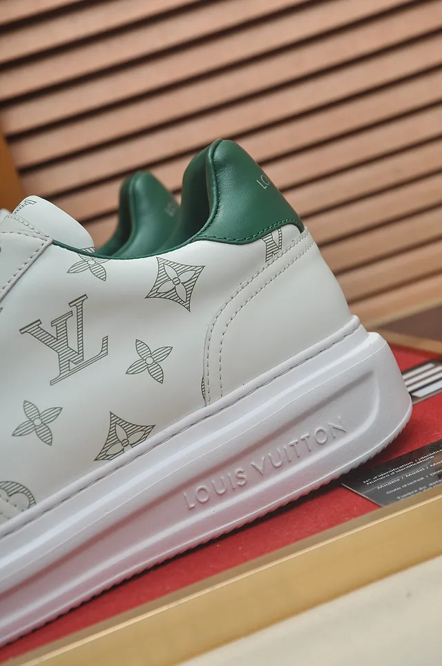 Louis Vuitton LV Trainer White Green Monogram-Printed Leather Low-Top Lifestyle Sneakers 2