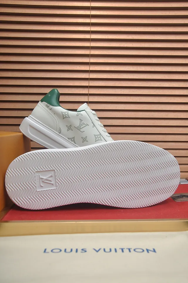 Louis Vuitton LV Trainer White Green Monogram-Printed Leather Low-Top Lifestyle Sneakers 3