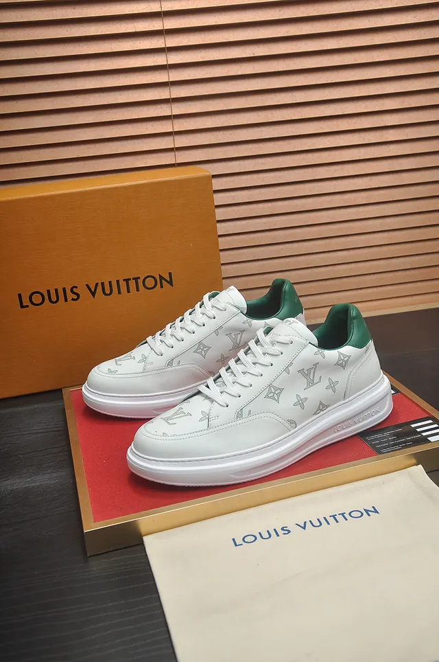 Louis Vuitton LV Trainer White Green Monogram-Printed Leather Low-Top Lifestyle Sneakers 4