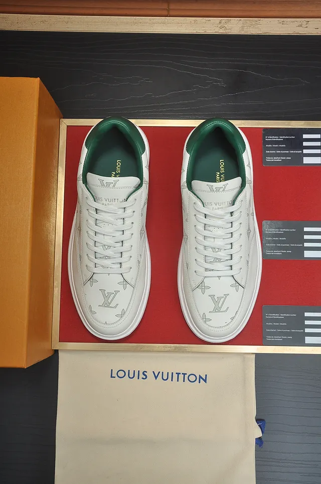 Louis Vuitton LV Trainer White Green Monogram-Printed Leather Low-Top Lifestyle Sneakers 5