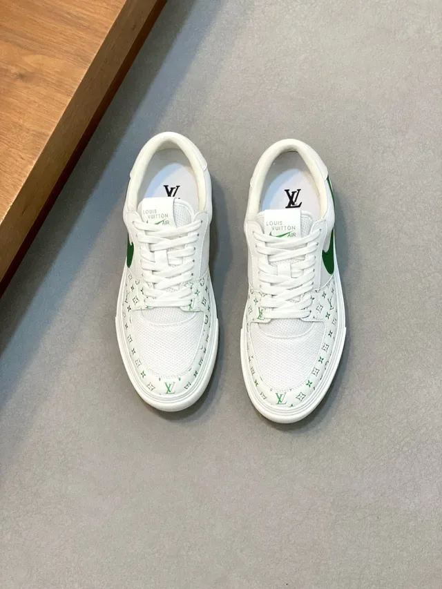 Louis Vuitton LV Trainer White Green Monogram-Printed Low-Top Lifestyle Sneakers 2
