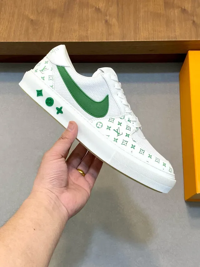 Louis Vuitton LV Trainer White Green Monogram-Printed Low-Top Lifestyle Sneakers 5